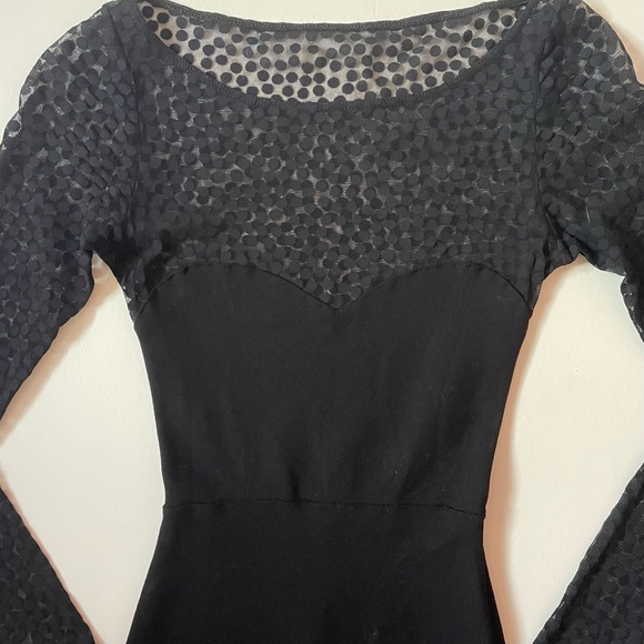 💚3/$15💚 American Apparel| SMALL | Black Polka Dot Mesh Midi Long Sleeve - Picture 6 of 8